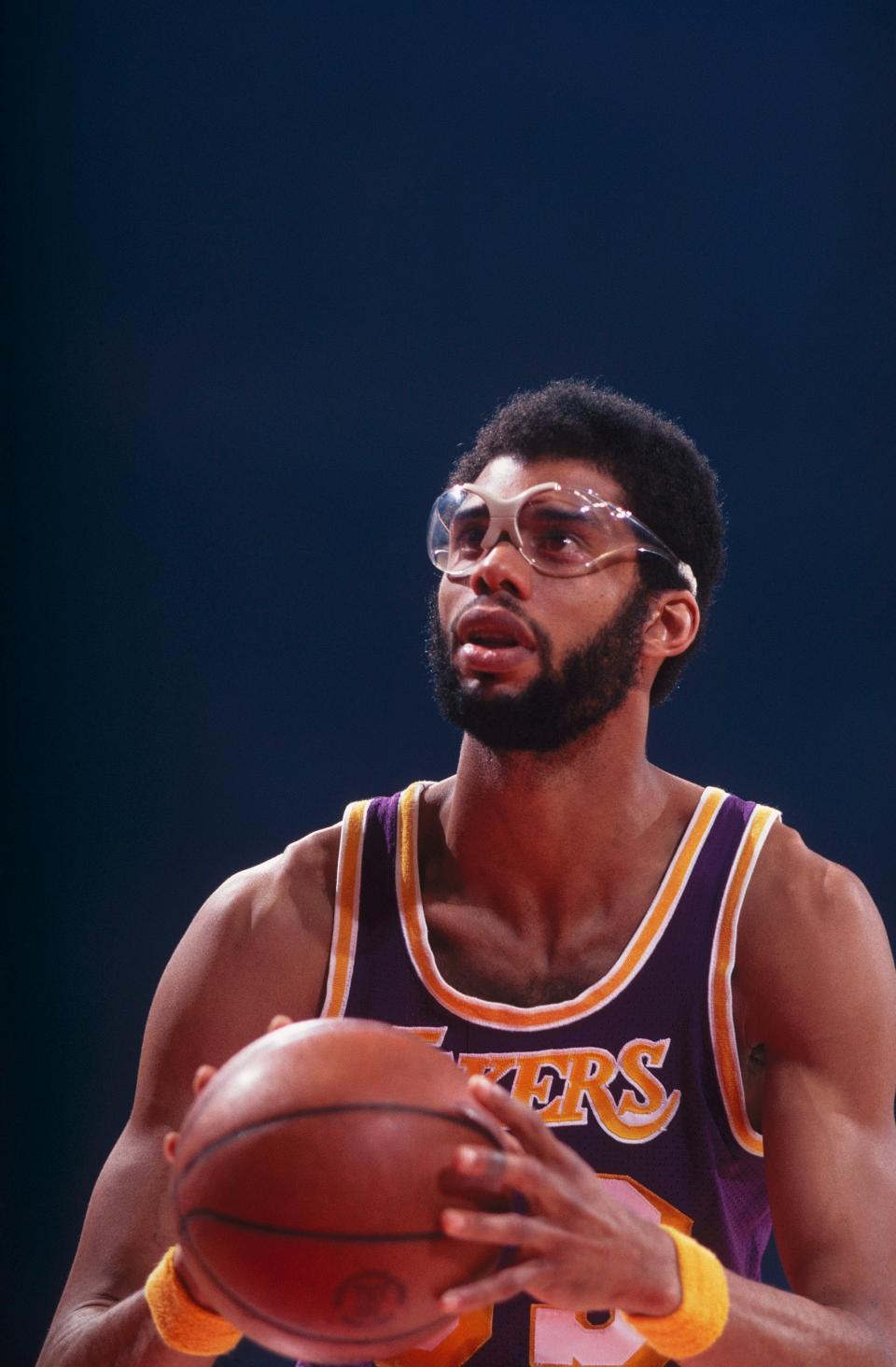 Kareem Abdul Jabbar of the Los Angeles Lakers, circa 1970.