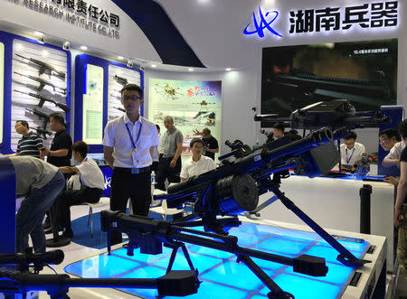 Weapons are seen on display at the China International Exhibition on Police Equipment in Beijing, China May 15, 2018. REUTERS/Pei Li