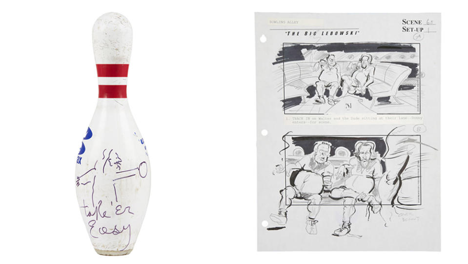 The Big Lebowski: The Complete Storyboards Auction bowling pin and storyboard lots