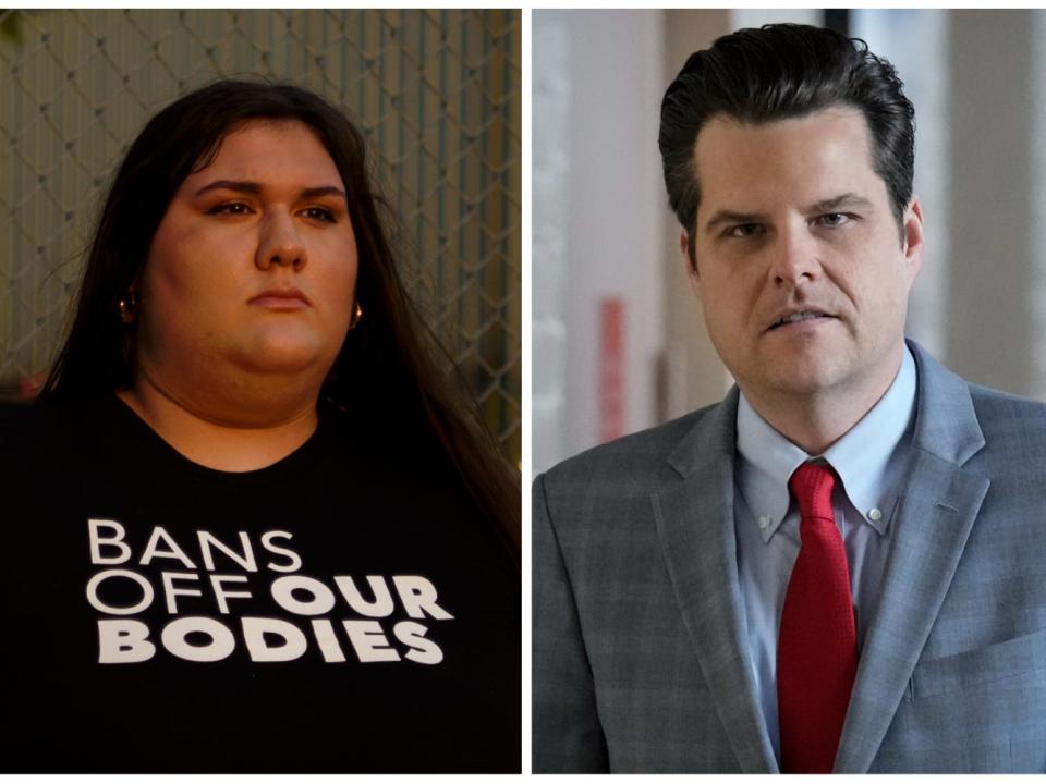 Olivia Julianna, left, and Rep. Matt Gaetz, right.