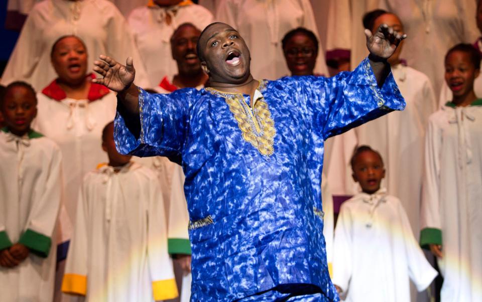 "Black Nativity," based on the Gospel of St. Luke, retells the nativity story in Black vernacular speech and includes soloists and adult and children's choirs singing Christmas carols, gospel songs and folk spirituals.