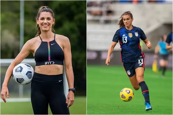 美國球員摩根(Alex Morgan）。合成照片