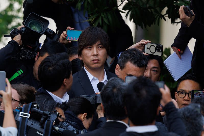 Ippei Mizuhara, the former interpreter for Japanese baseball star Shohei Ohtani, leaves federal court in Los Angeles