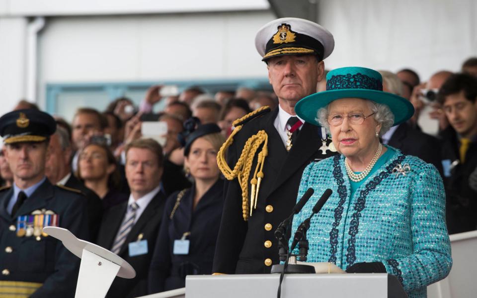In July 2014 Queen Elizabeth II led the official naming ceremony for the Royal Navy’s warship HMS Queen Elizabeth