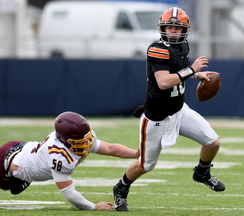 Ironton quarterback Tayden Carpenter looks for a receiver during last season's Division V state title game loss to Canfield South Range.