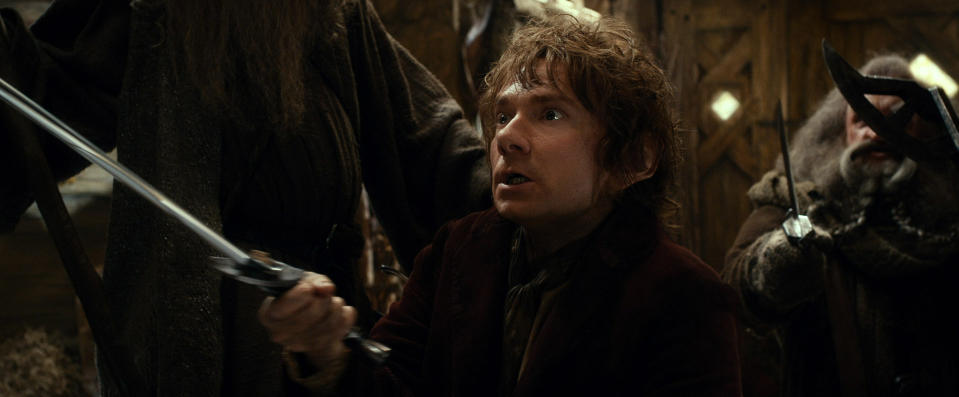 This film image released by Warner Bros. Pictures shows Martin Freeman as Bilbo Baggins in a scene from "The Hobbit: The Desolation of Smaug." (AP Photo/Warner Bros. Pictures)