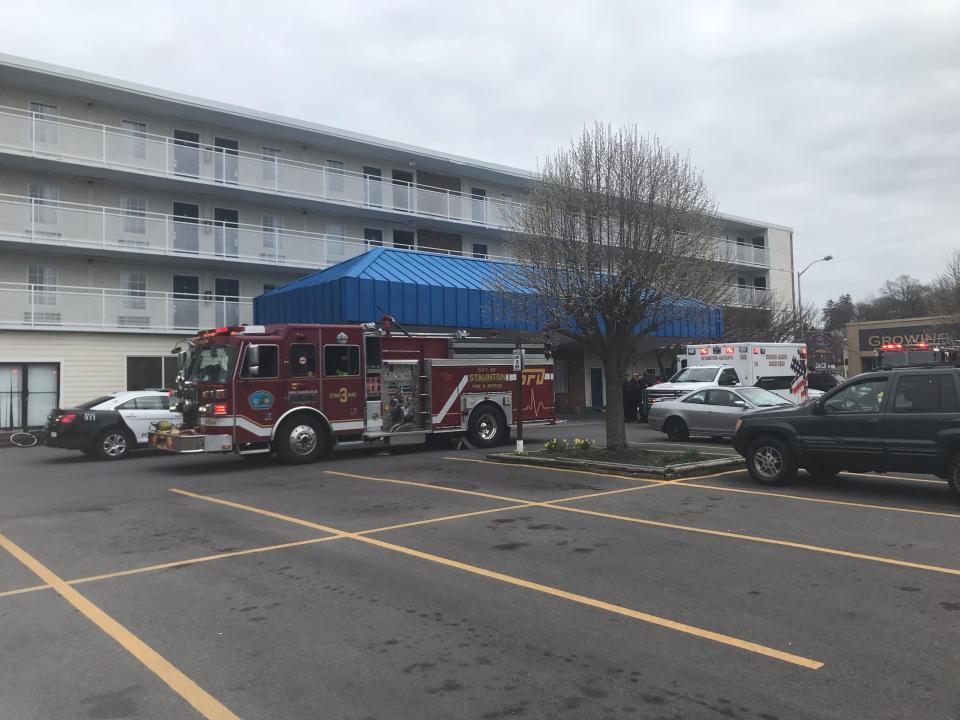 Staunton police investigate a shooting Fri., March 8, 2024, at the Howard Johnson motel on North Central Avenue.