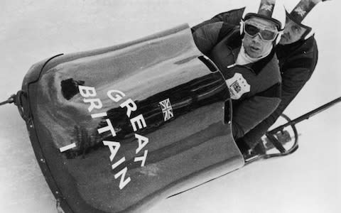 Tony Nash (pilot) and Robin Dixon win a gold medal for Britain in the bobsleigh race at the Innsbruck Winter Olympics - Credit: Central Press/HULTON ARCHIVE