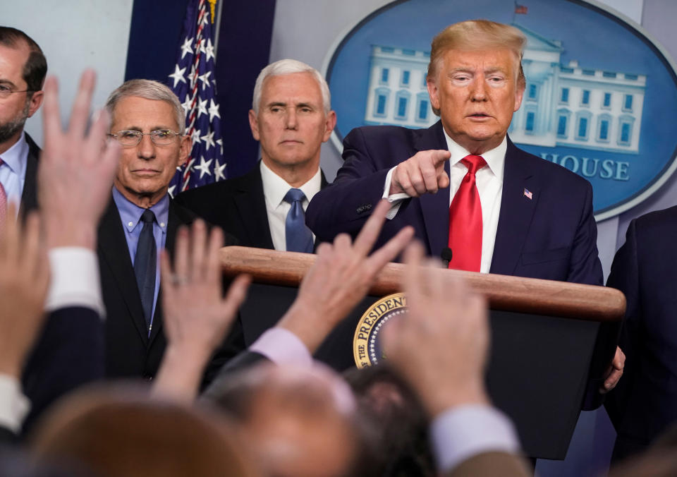 President Trump at a news conference on Feb. 29. (Reuters/Joshua Roberts)