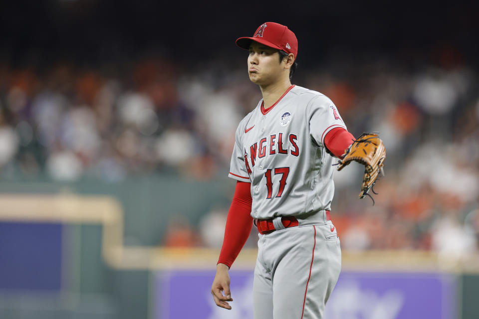 大谷翔平主投6局、失5分、奪6K，賽後防禦率上升至3.30。(Photo by Carmen Mandato/Getty Images)