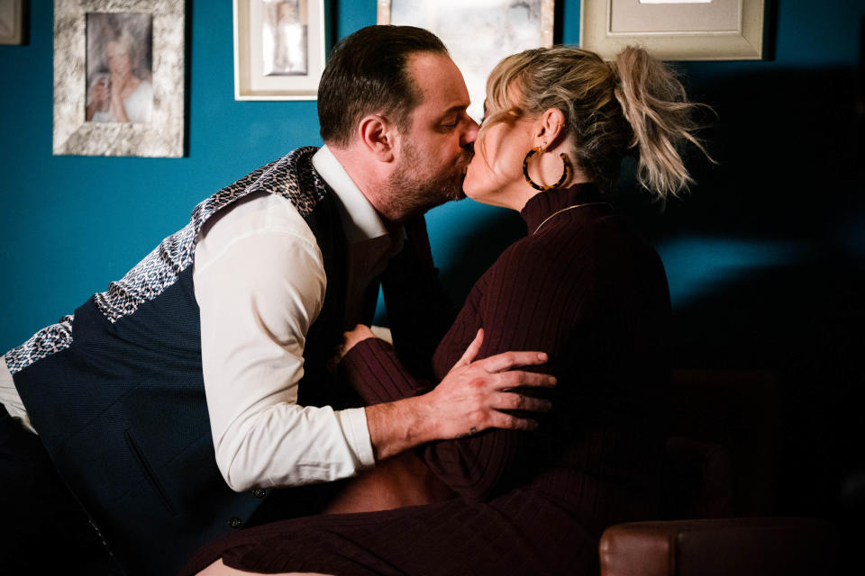 Embargoed for publication until 00:00:01 on Tuesday 29/03/2022 - Picture shows: Mick Carter (DANNY DYER), Janine Butcher (CHARLIE BROOKS) ***EMBARGOED TILL TUESDAY 29TH MARCH 2022***