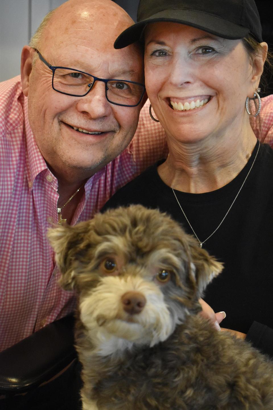 Louie Pestana and Linda Lambert Pestana with Angel are seen in this Herald News photo from 2022.