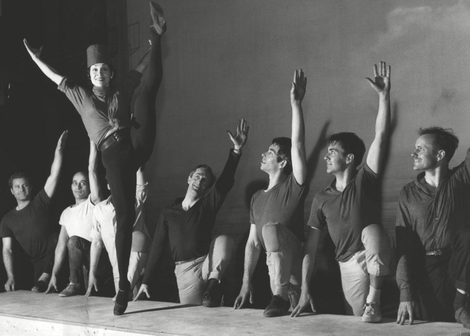 Chita Rivera demonstrates her high-kicking skills in Bye Bye Birdie in 1961