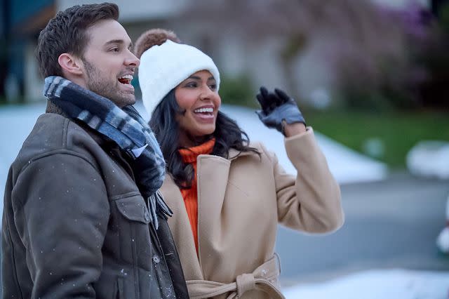 <p>Hugh Tull/A+E Networks/Lifetime</p> Patricia Isaac and Andrew Dunbar in Lifetime's 'Merry Magic Christmas'