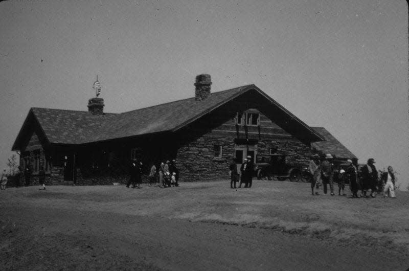 This photograph shows the original Abe Martin Lodge at Brown County State Park.