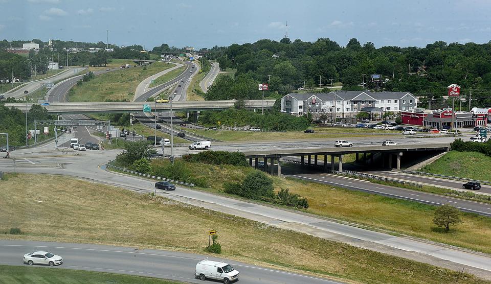 The Interstate 70 and Highway 63 connector shown here looking west is set to be reconfigured after the Missouri Department of Transportation added it to the 2023-2027 Statewide Transportation Improvement Program on Wednesday.