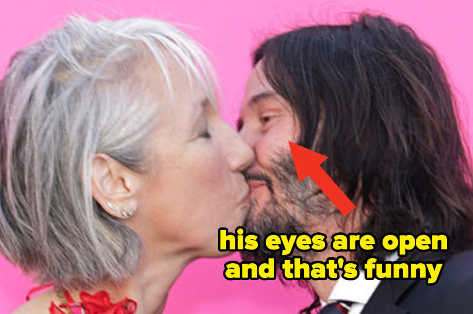 Alexandra Grant and Keanu Reeves kissing