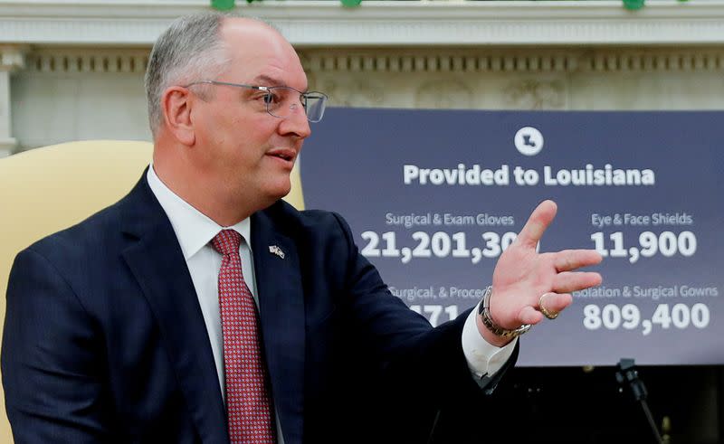 FILE PHOTO: U.S. President Trump meets with Louisiana Governor Bel Edwards about coronavirus response at the White House in Washington