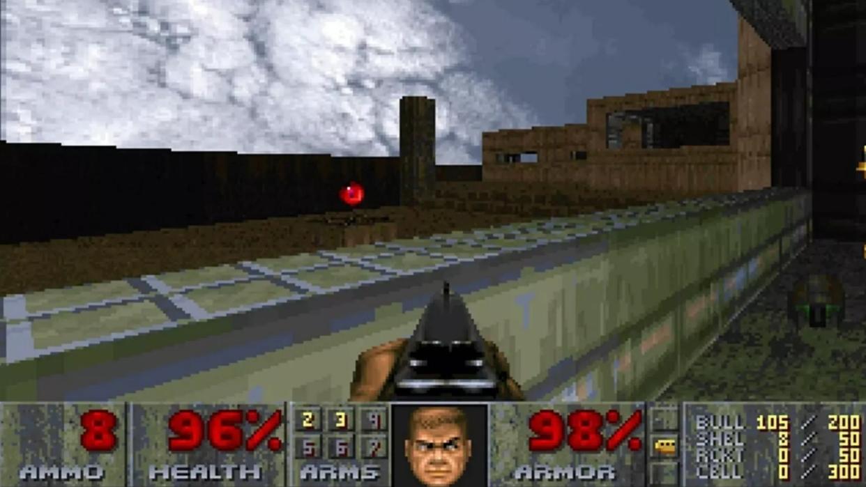  A screenshot of Doom being played by the European Space Agency's OPS-SAT satellite. 