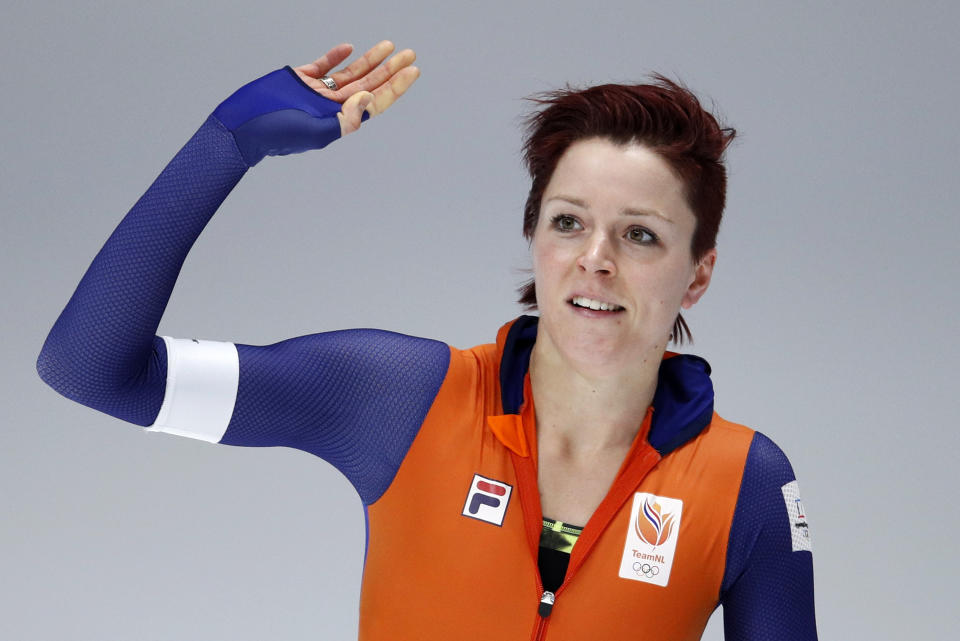 <p>Jorien ter Mors of The Netherlands not only won gold in the 1,000m but also set a new Olympic record. (AP Photo/Vadim Ghirda) </p>