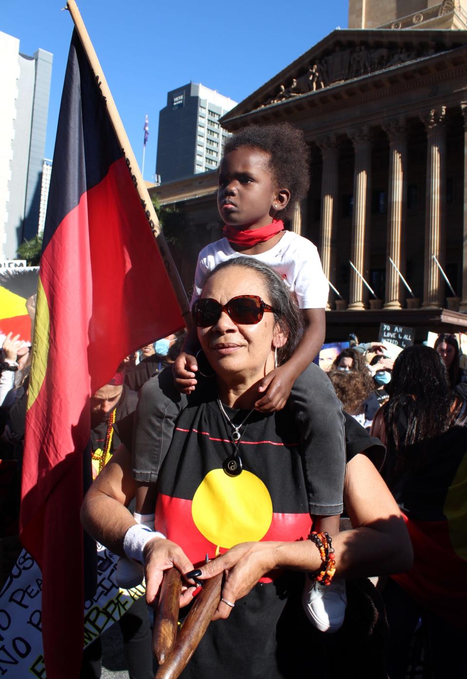 Demonstrators at the Black Lives Matter protest in Brisbane, on Saturday, June 6, 2020.