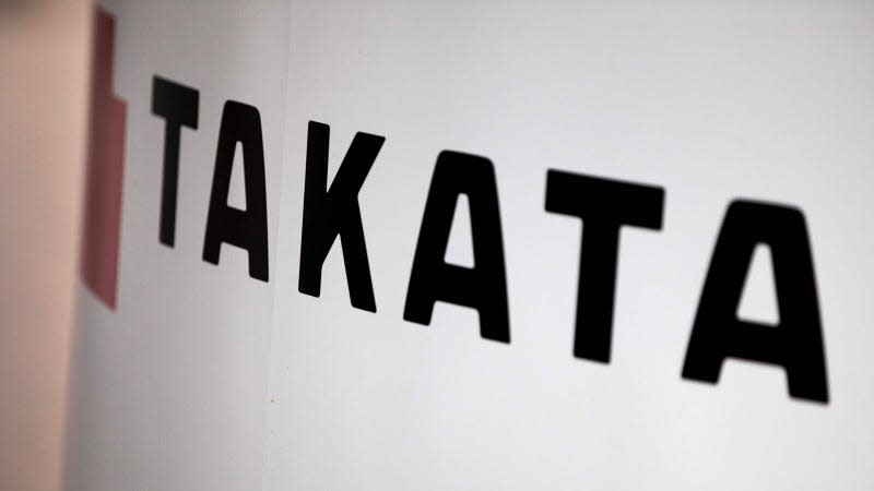 A photo of the Takata logo on a building in Japan. 