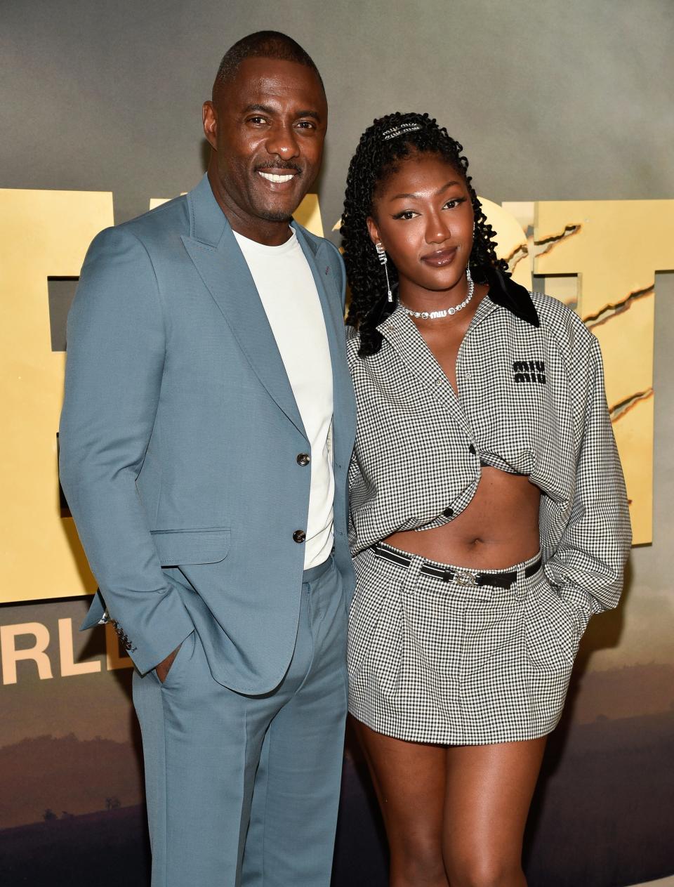 Idris Elba, left, and daughter Isan Elba at the world premiere of "Beast" in New York earlier this month.