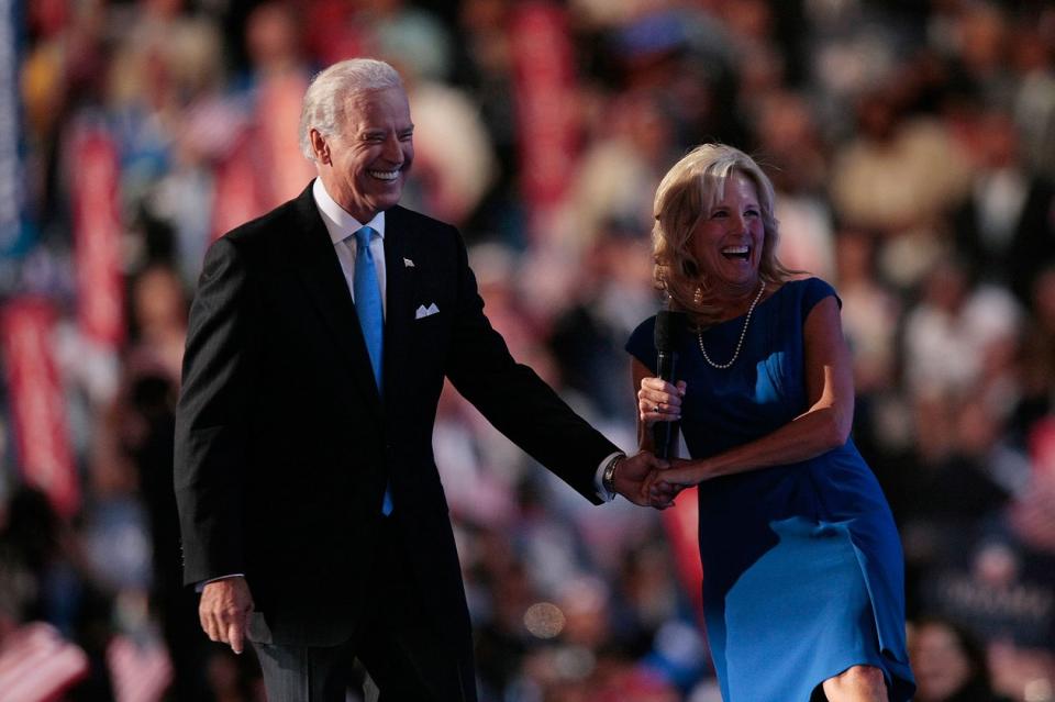 Joe and Jill Biden introduce Obama during the Democratic National Convention, August 2008.