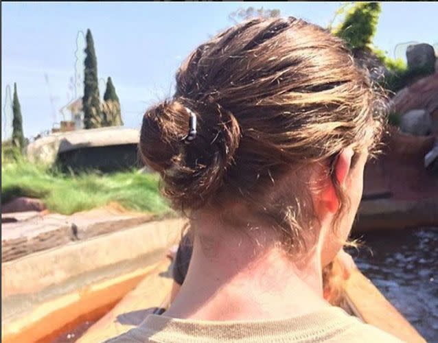 A classic man-bun: This is the controversial, long-hair pulled-back look that Mr Reeks is fighting for. Photo: Instagram/@manbunsofdisneyland