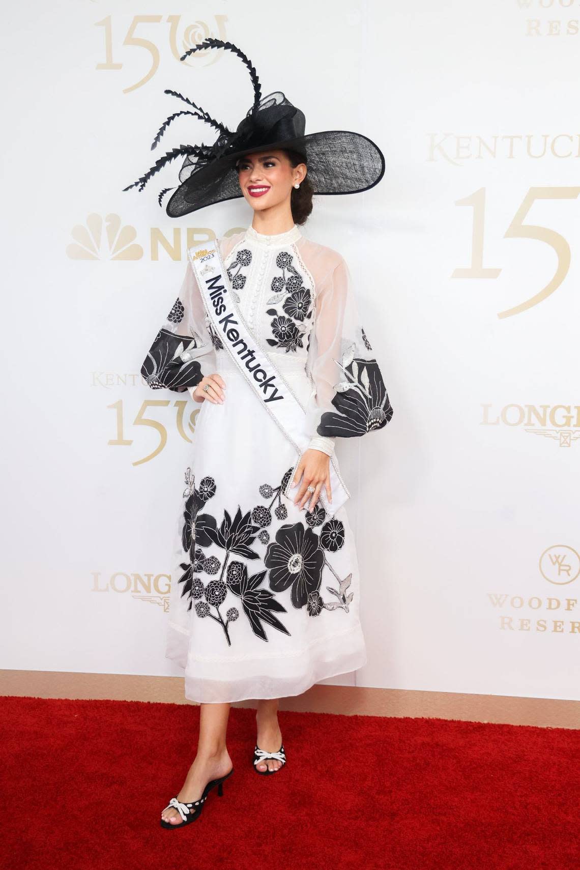 Miss Kentucky poses for a photo on the red carpet at the Kentucky Derby on Saturday, May 4, 2024, at Churchill Downs in Louisville, Kentucky.
