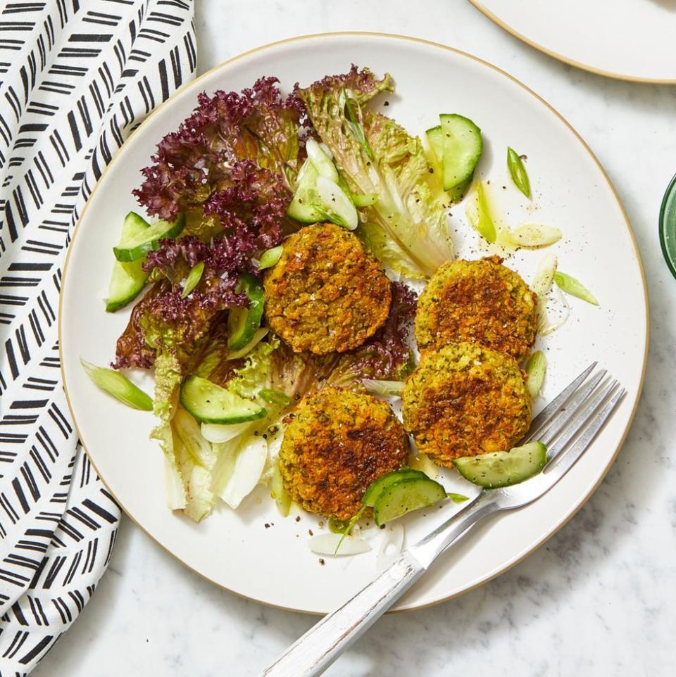 <p>These patties are loaded with feta, garlic, and jalapeño, making them incredibly tasty even for meat lovers.</p><p><em>Get the <a href="https://www.womansday.com/food-recipes/a32676061/chickpea-spinach-and-quinoa-patties-recipe/" rel="nofollow noopener" target="_blank" data-ylk="slk:Chickpea, Spinach, and Quinoa Patties recipe;elm:context_link;itc:0;sec:content-canvas" class="link ">Chickpea, Spinach, and Quinoa Patties recipe</a>.</em></p>