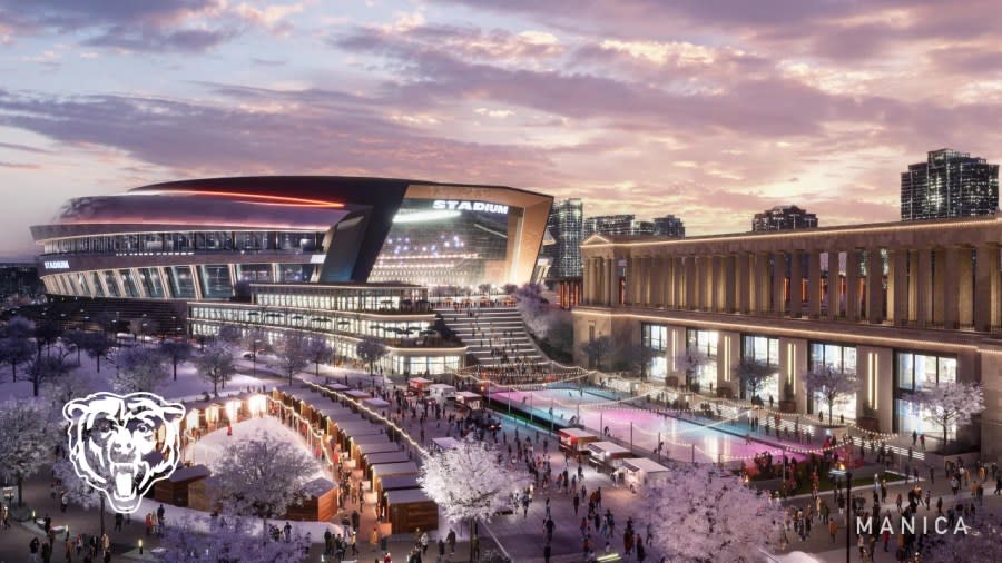 The Chicago Bears and Manica Architecture released renderings of the Bears’ publicly-owned stadium proposed to be built just south of Soldier Field.