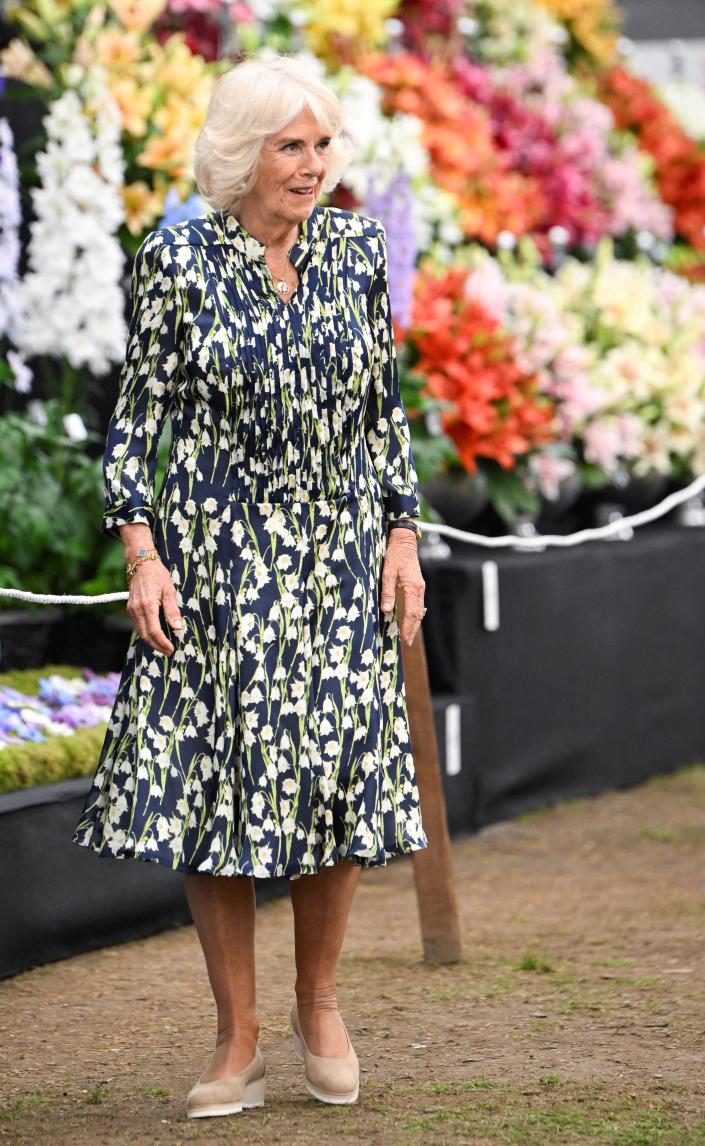 Britain&#39;s Queen Camilla at the Chelsea Flower Show.