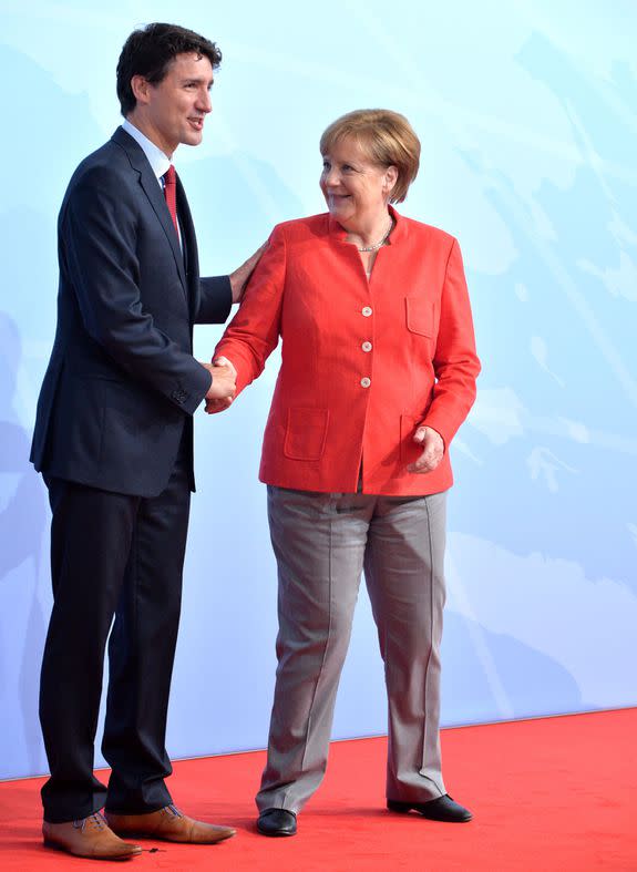 Mandatory Credit: Photo by Timm/face to face/REX/Shutterstock (8919247aj) Justin Trudeau, Angela Merkel G20 SUMMIT: Official Welcome of the G20 Leaders, Hamburg, Germany - 07 Jul 2017