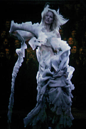 The backdrop of McQueen's autumn/winter 2006/2007 runway featured a hologram of Kate Moss.