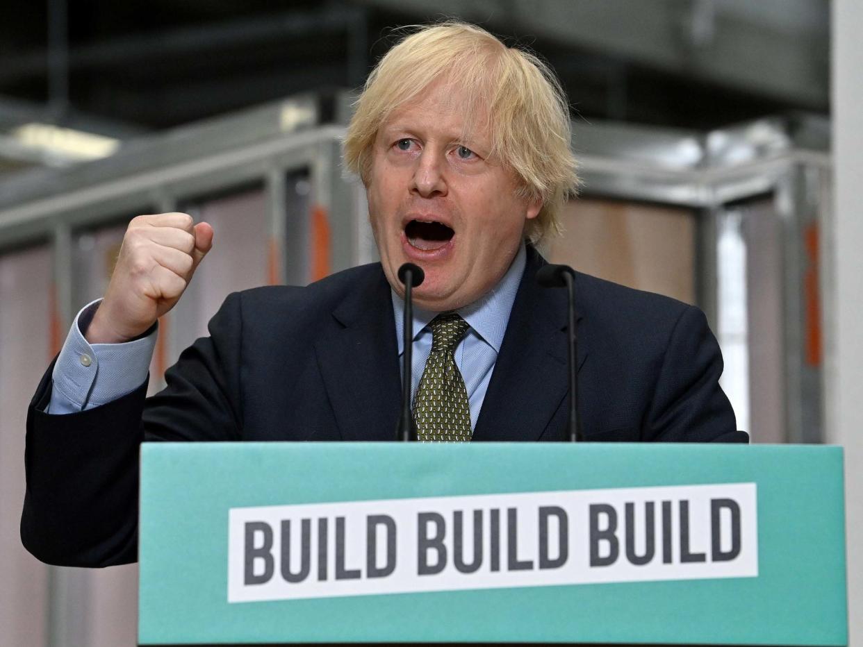 Boris Johnson delivers a speech during his visit to Dudley College of Technology in Dudley: REUTERS