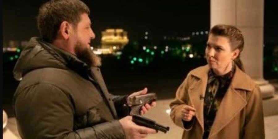 Kadyrov showed the Kremlin propagandist a pistol that allegedly belonged to Hitler