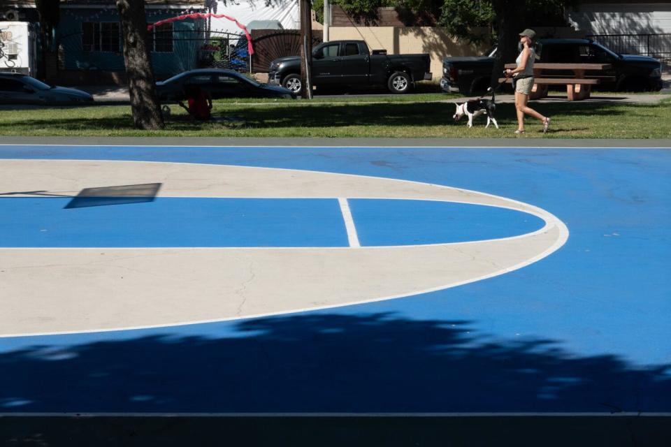 The basketball court at Hubert H. Humphrey Memorial Park in Pacoima.