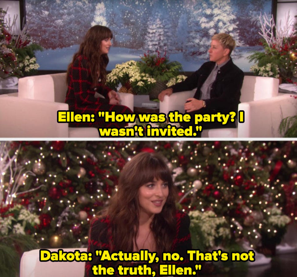 Dakota Johnson calls Ellen out for lying on "Ellen"