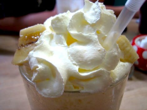 This milkshake is the drink version of the popular New Orleans dessert, bananas foster.