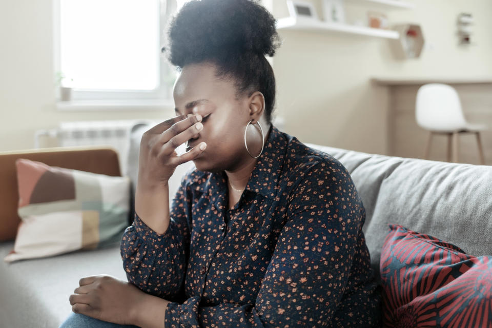 Woman with headache and vision problems. (Getty Images)