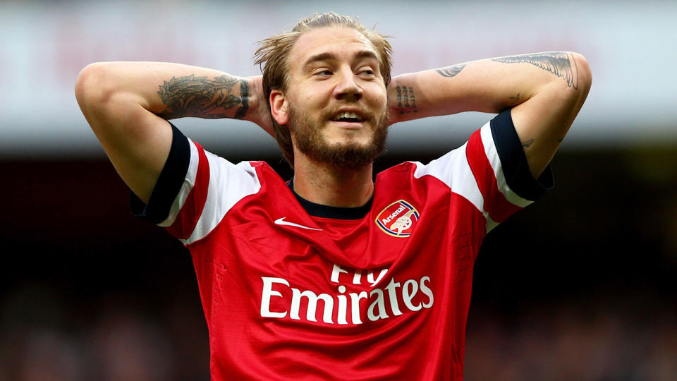 Nicklas Bendtner is pictured here during his Arsenal playing days.