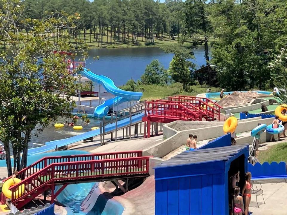 Slides that plunge into the lake make Flint Creek Water Park in Wiggins a favorite place for families on a warm day.