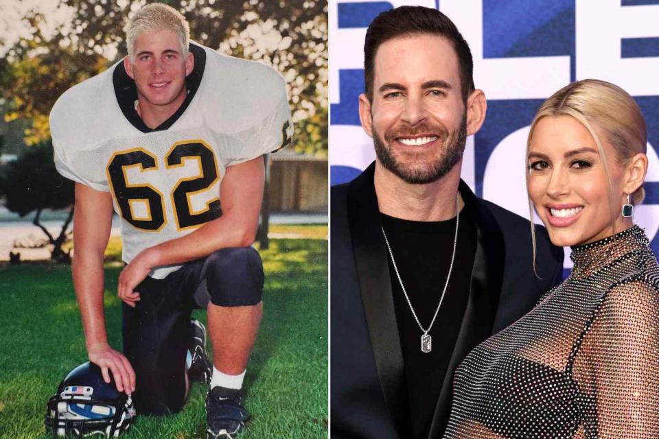 <p>Tarek El Moussa/Instagram; Todd Williamson/E! Entertainment/NBC via Getty Images</p> Tarek El Moussa in high school (left) split with him and wife Heather (right). 