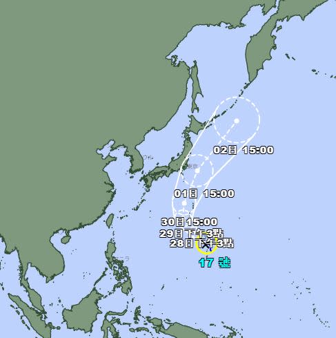 今年第17號颱風「燕子」生成了。（圖／翻攝自日本氣象廳）