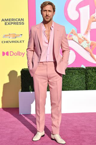 <p>Axelle/Bauer-Griffin/FilmMagic</p> Ryan Gosling in Gucci at the Barbie world premiere