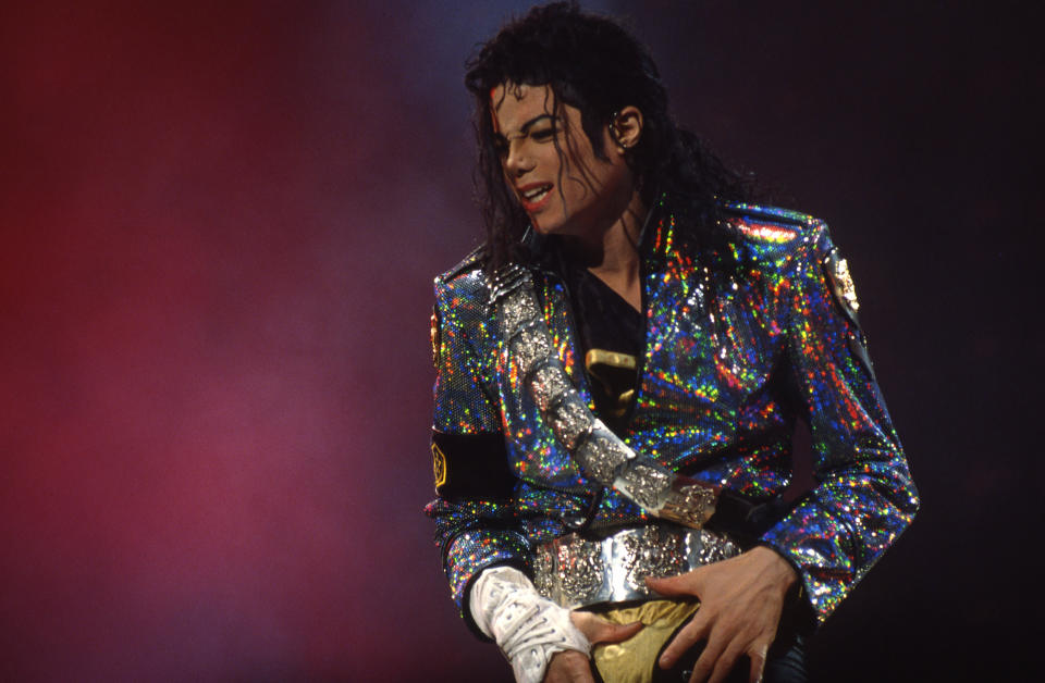 American singer, songwriter and dancer Michael Jackson on stage at the Hippodrome de Vincennes, during his "Dangerous World Tour". (Photo by David Lefranc/Kipa/Sygma via Getty Images)