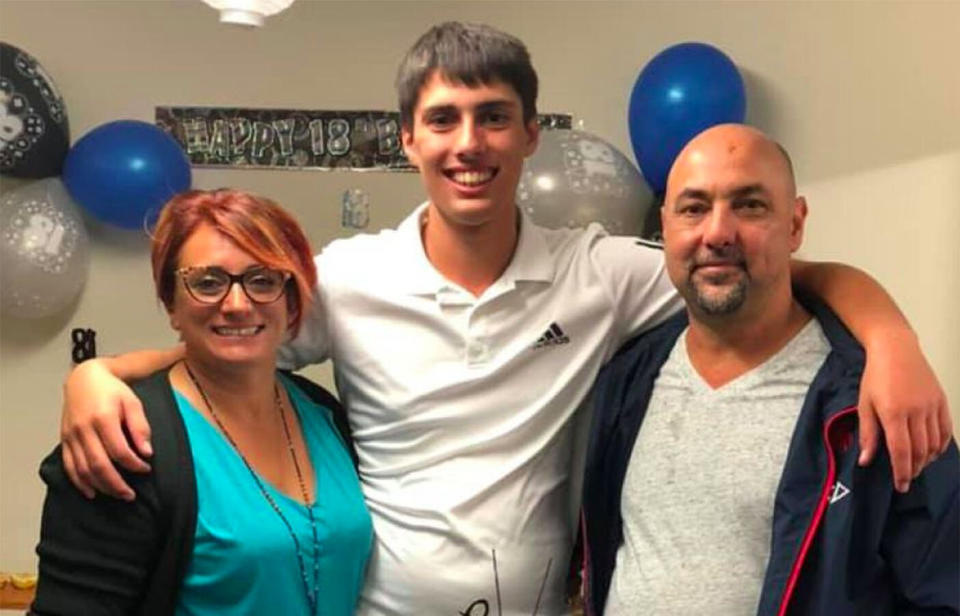 Teen apprentice Christopher Cassaniti with his parents Patrizia and Rob Cassaniti. Source: Facebook