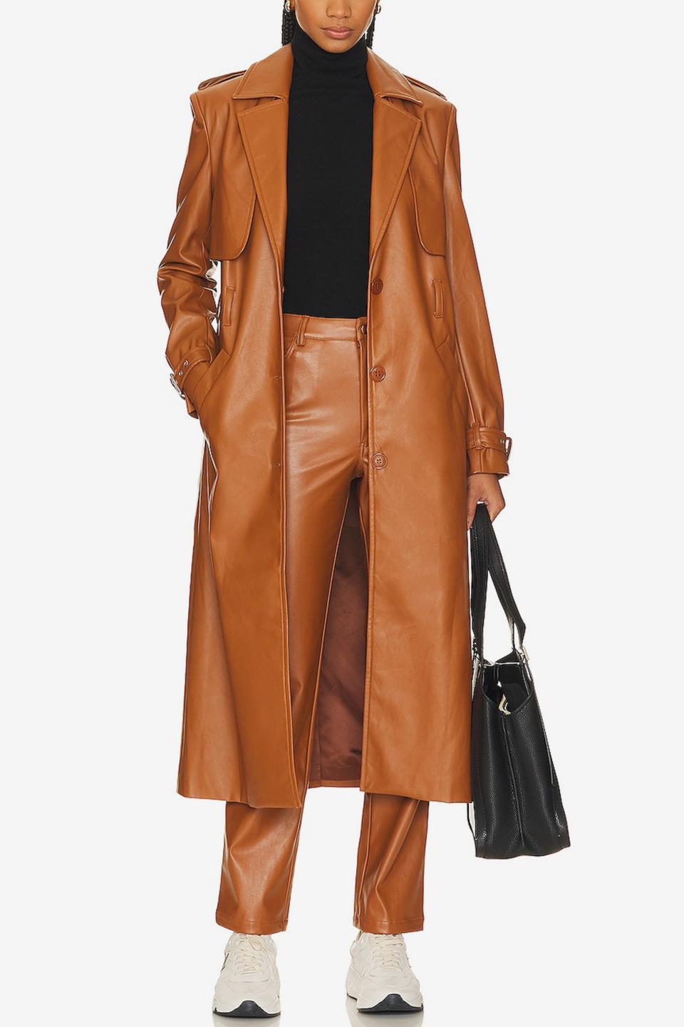 <p><a href="https://go.redirectingat.com?id=74968X1596630&url=https%3A%2F%2Fwww.revolve.com%2Fbardot-faux-leather-trench-in-tan%2Fdp%2FBARD-WO106%2F&sref=https%3A%2F%2Fwww.elle.com%2Ffashion%2Fshopping%2Fg45826496%2Fbest-leather-trench-coats%2F" rel="nofollow noopener" target="_blank" data-ylk="slk:Shop Now;elm:context_link;itc:0;sec:content-canvas" class="link ">Shop Now</a></p><p>Faux Leather Trench</p><p>Revolve</p><p>$229.00</p>