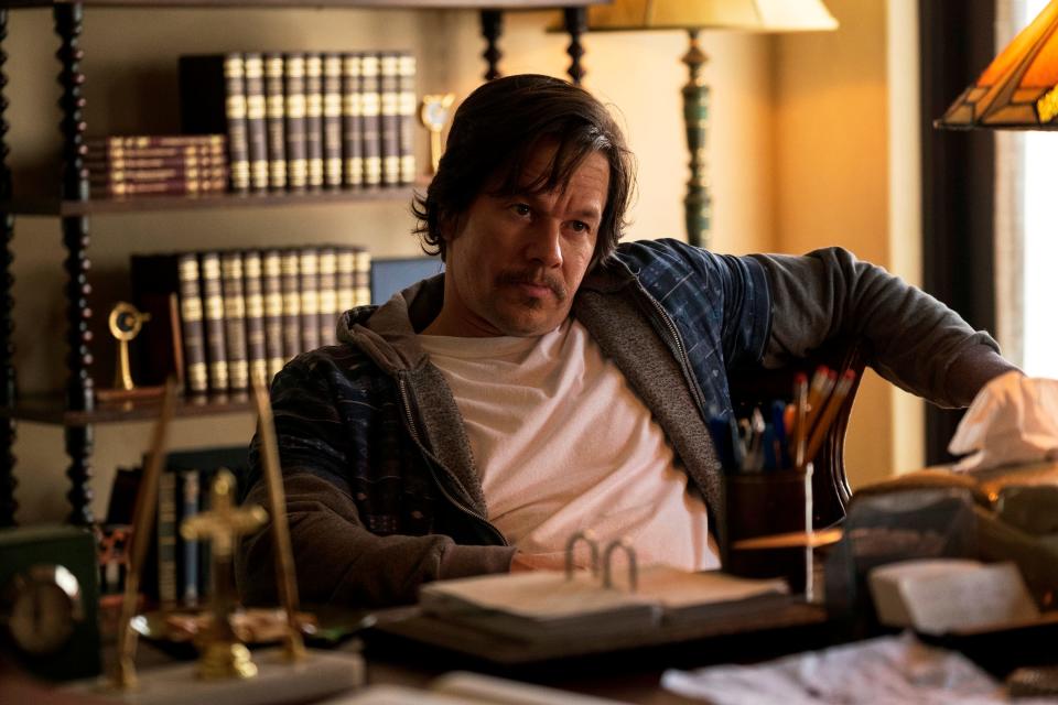 Stuart Long (Mark Wahlberg) in a scene from "Father Stu."